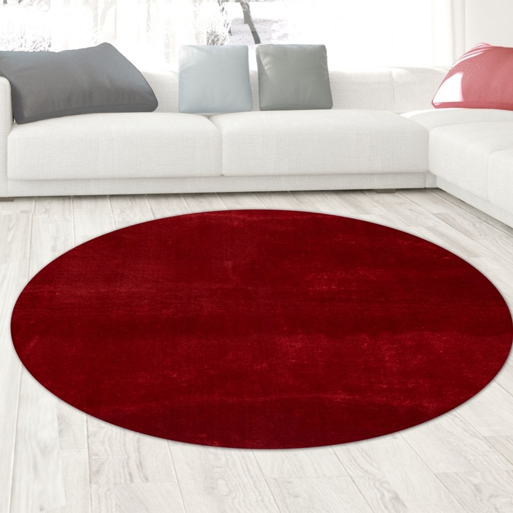 Tapis Shaggy Tapis à poils longs lavable antidérapant rouge Image du produit 