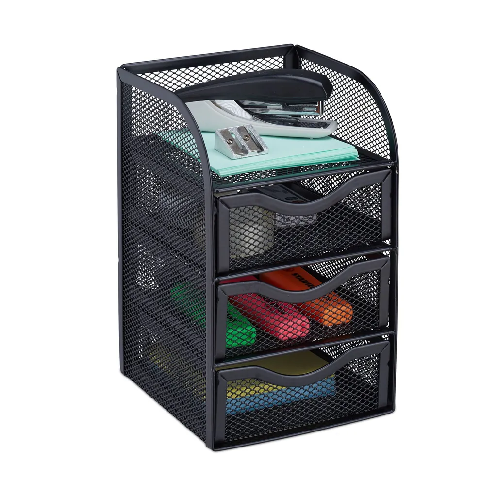 Relaxdays Mesh Organizer 3 Cassetti - Ottimizza la tua Gaming Station - 1
