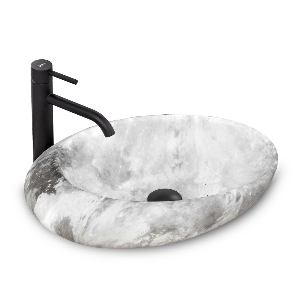A countertop sink with a faucet, presented on a white background.