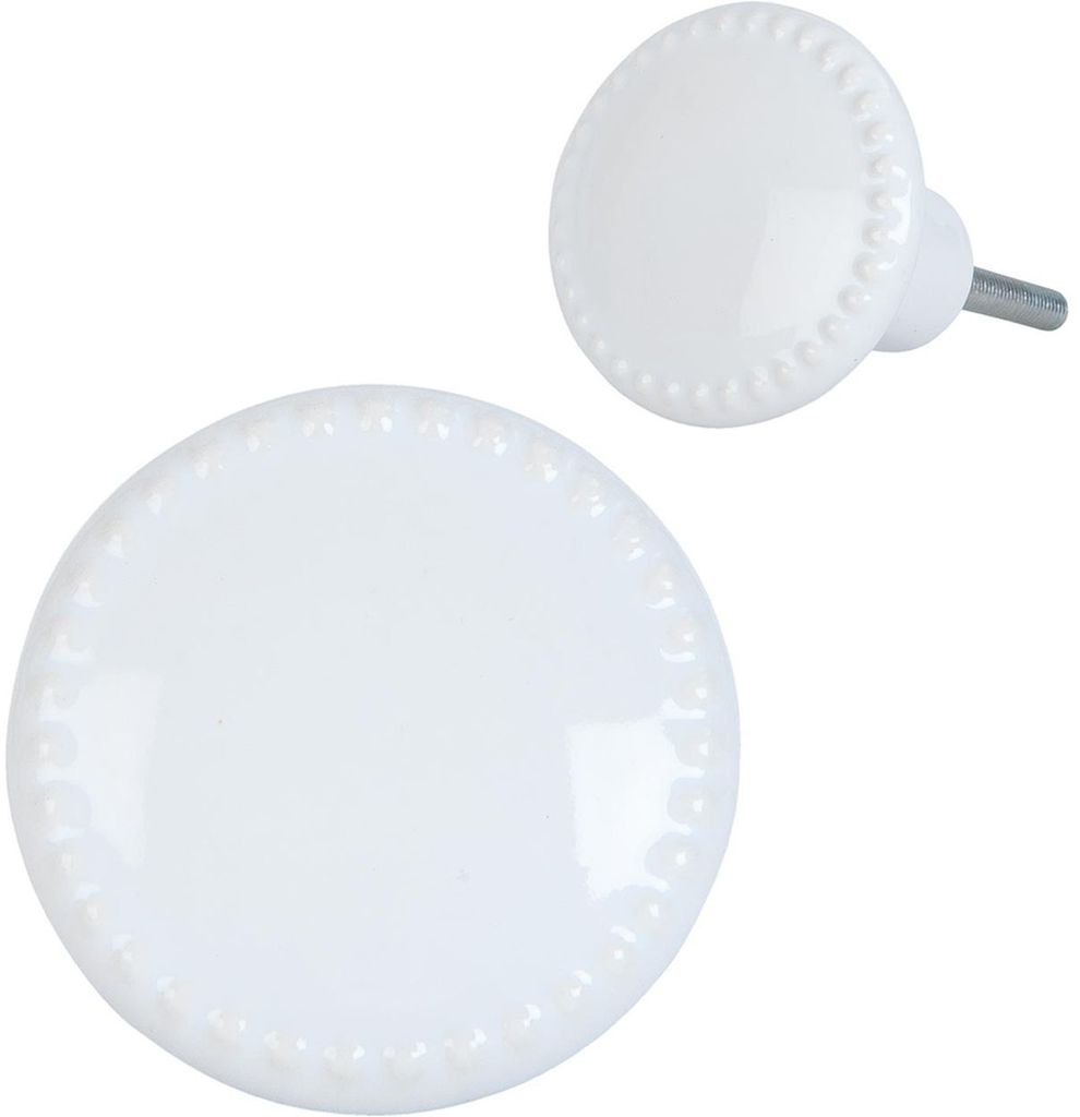 Clayre & Eef 63439 Türknopf 4 cm Weiß Keramik Rund