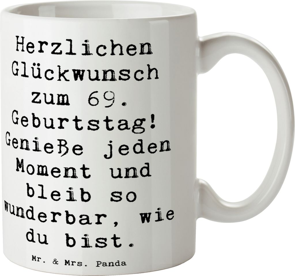 Mr. & Mrs. Panda Becher Spruch 69. Geburtstag Glückwünsche Produktbild 
