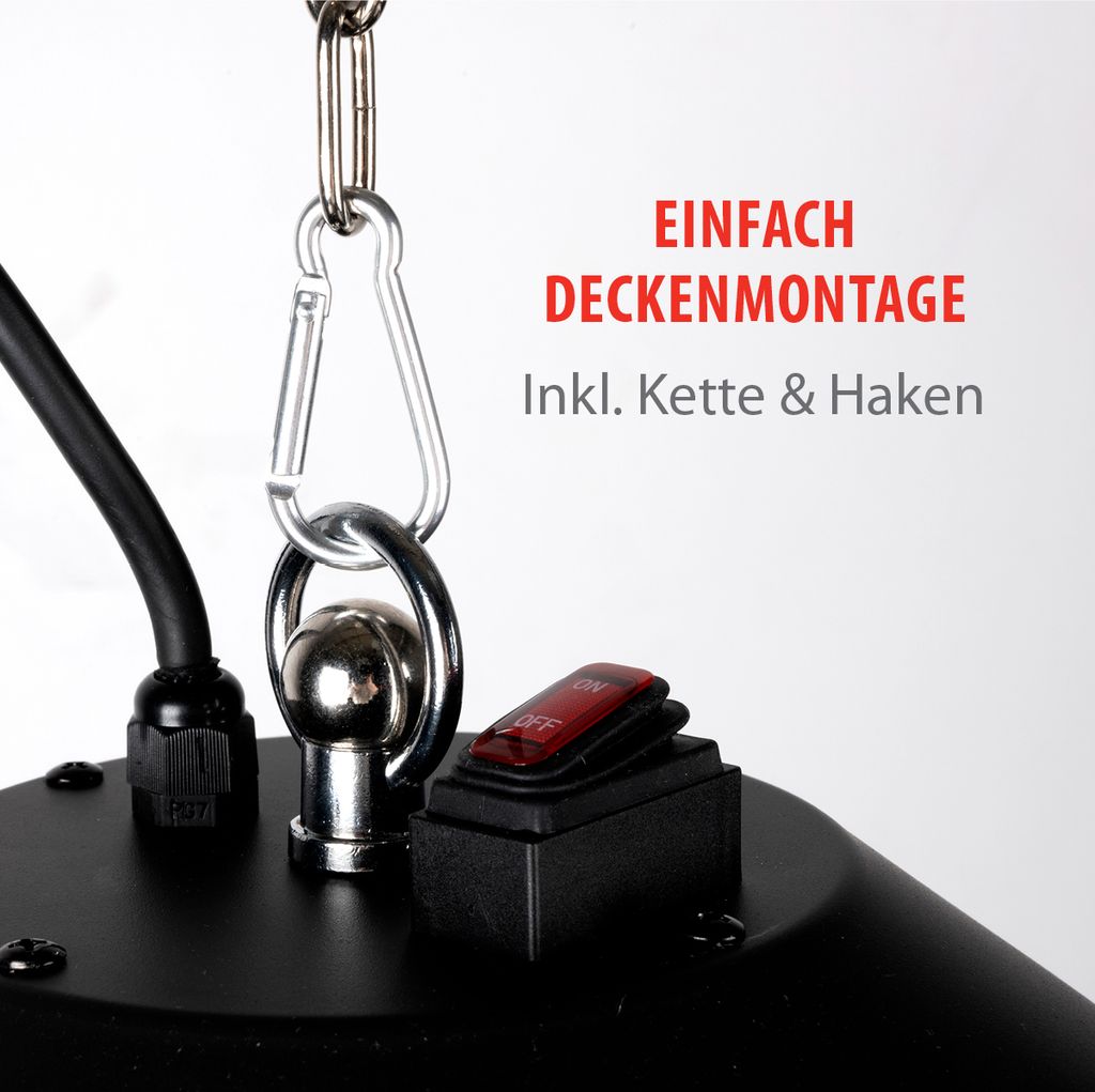 Alpina Infrarotheizung 2000W Terrassenheizer - IP34 Spritzwasserschutz, 3 Stufen