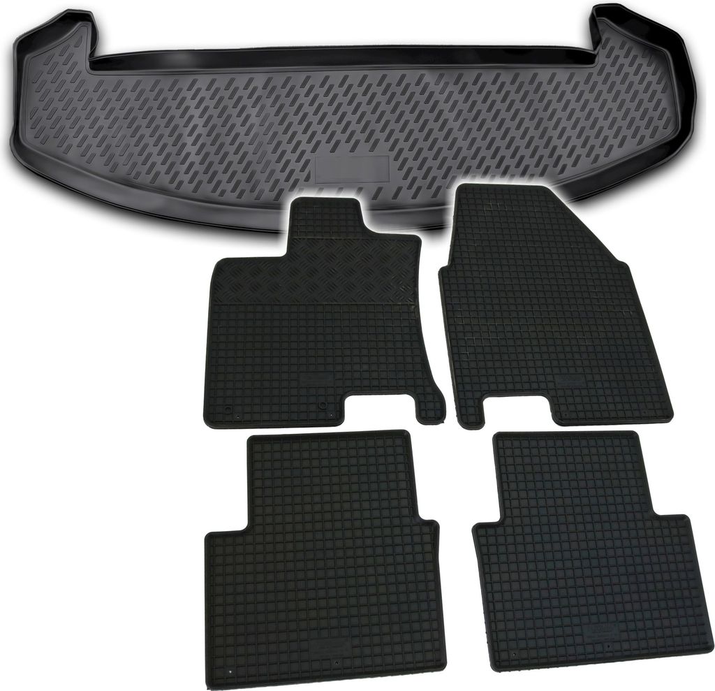 Gummi Kofferraumwanne + Fußmatten Set für Nissan Qashqai+2, Bj. 2008-2014