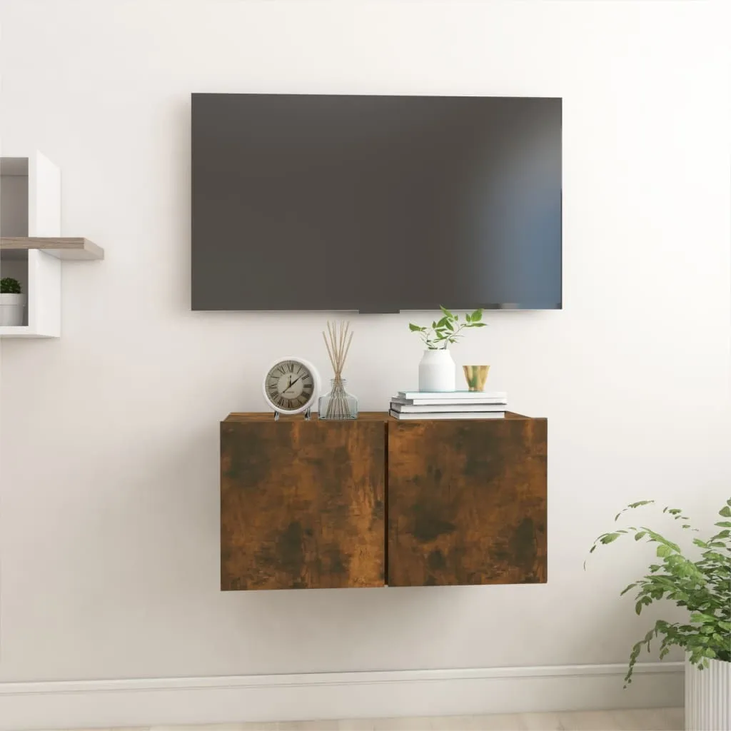 Mobile Porta TV Parete 60x30x30 cm Rovere Fumé | The Living Store