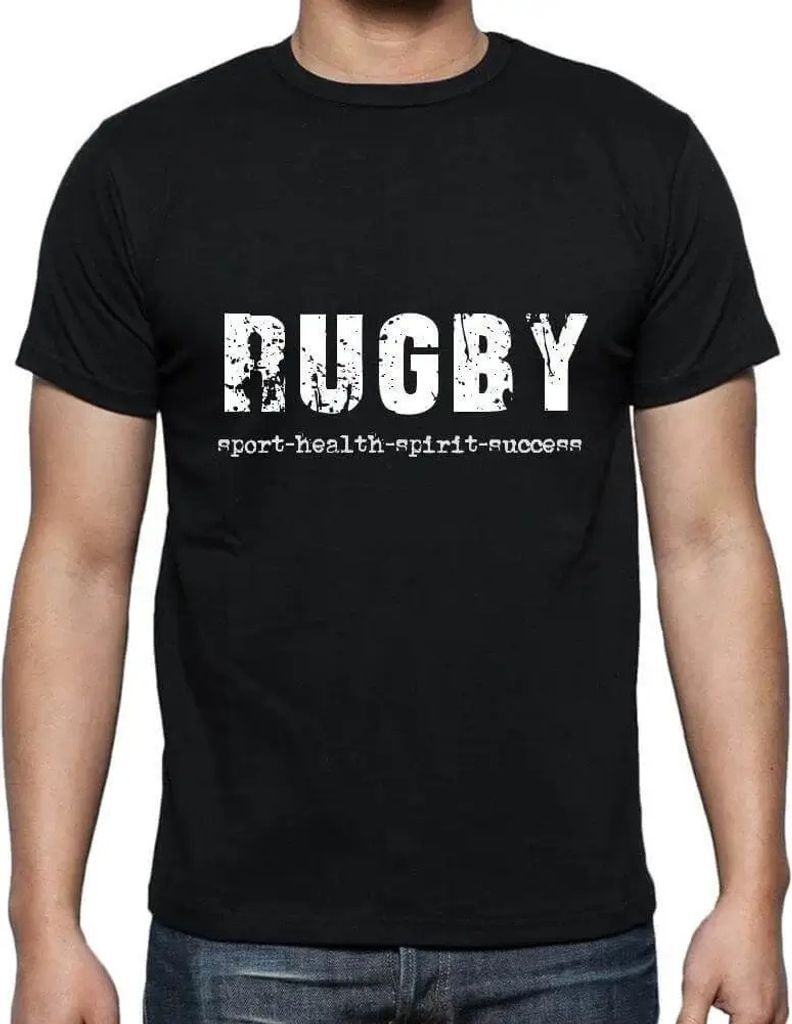 Herren Grafik T-Shirt Rugby Sport-Gesundheit-Geist-Erfolg – Rugby Sport-Health-Spirit-Success – Öko-Verantwortlich Vintage Jahrgang Kurzarm Lu...