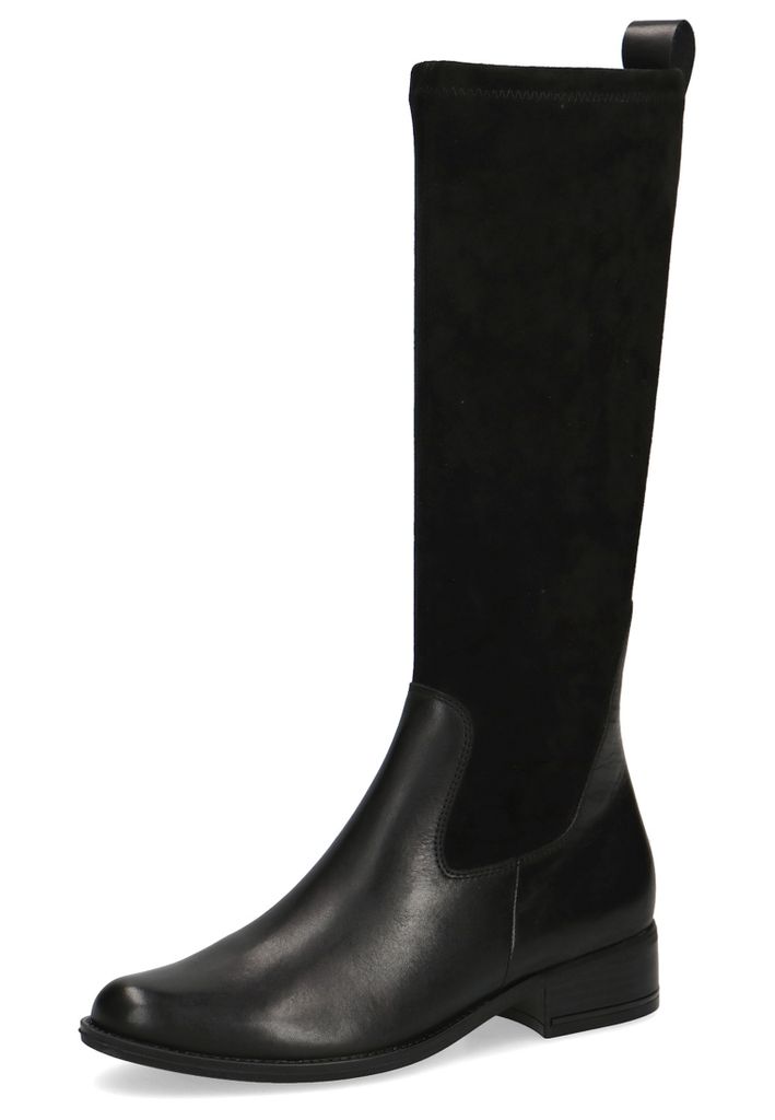 Caprice Damen Stiefel Stretch-Schaft Langschaft Leder Materialmix 9-25502-29, Größe:39 EU, Farbe:Schwarz