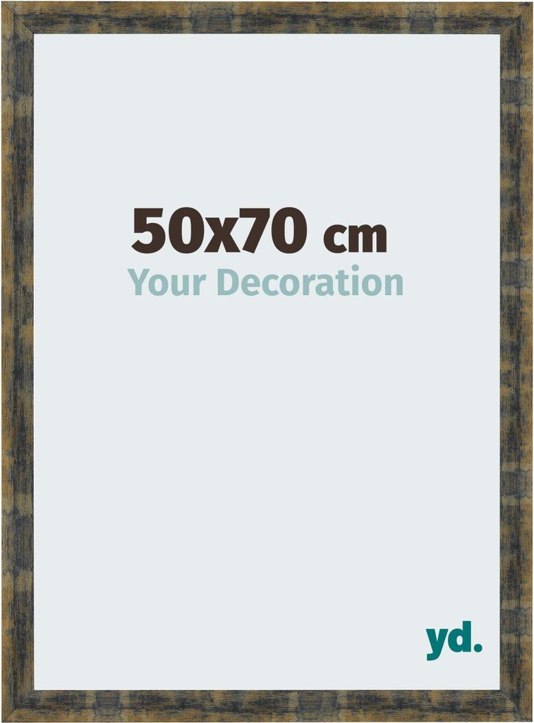 Bilderrahmen, 50x70 cm, Blau Gold Meliert, MDF, Pisa