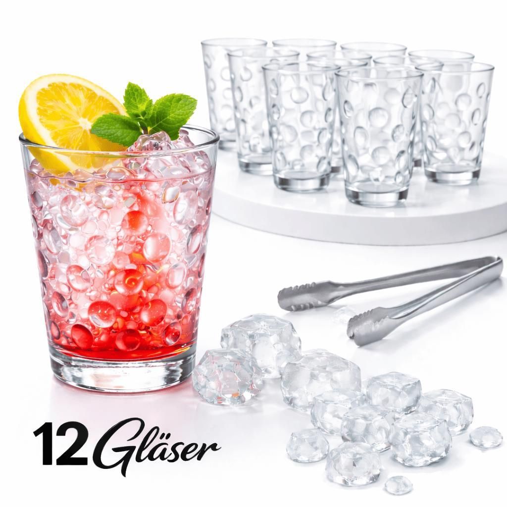 12 Wassergläser Trinkgläser Glas Wasserglas Saft Wasser Gläser Saftgläser Set