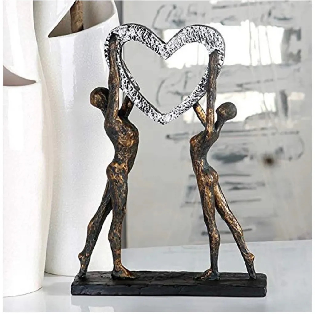 Statue Décorative Cœur de Couple Gilde Victory Design Moderne 37cm - 2
