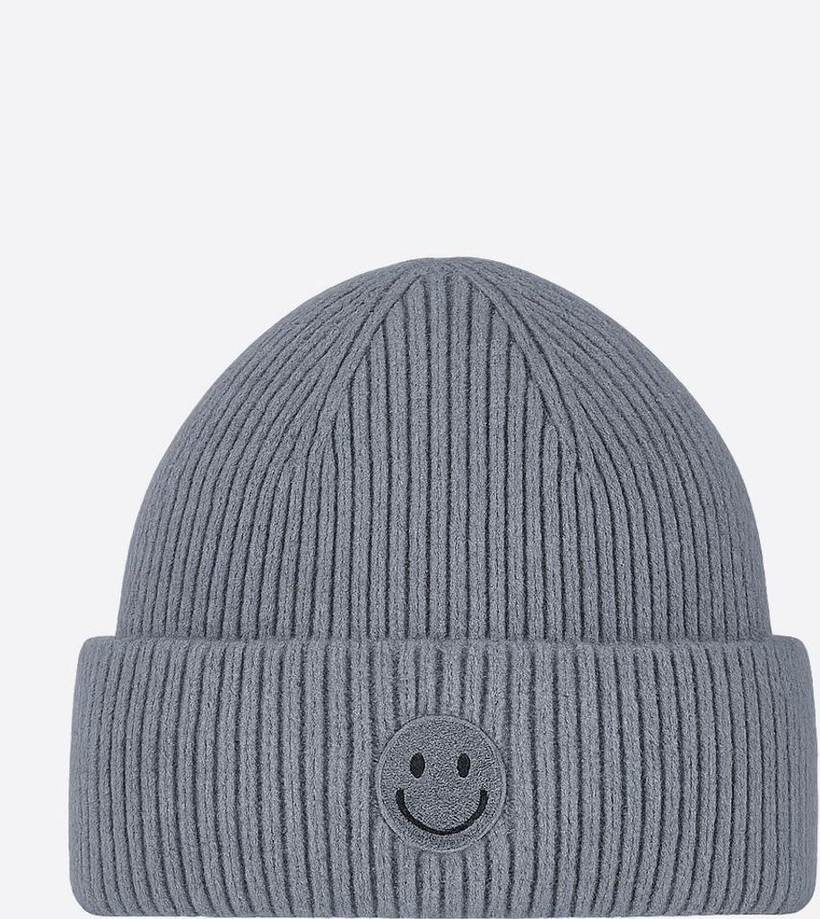 Faera Strickmütze mit Smiley-Stickerei One Size