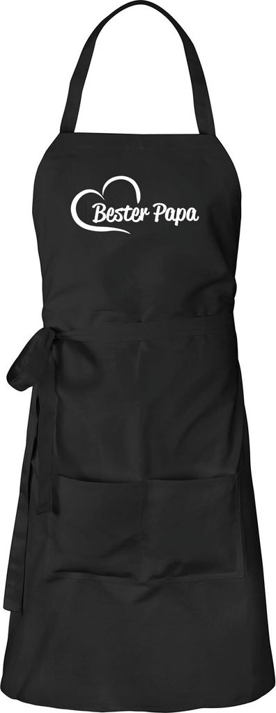 Huuraa Schürze Bester Papa Herz Schwarz mit Taschen Baumwolle Kochschürze Geschenkidee