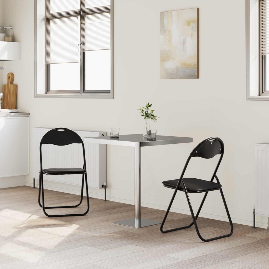 Best Möbel Klappstuhl 2 pcs Modernes - HOMMIE - robust und elegant - für 2 Personen - Schwarz 48 x 43,5 x 81 cm Kunstleder - Esszimmerstühle des...