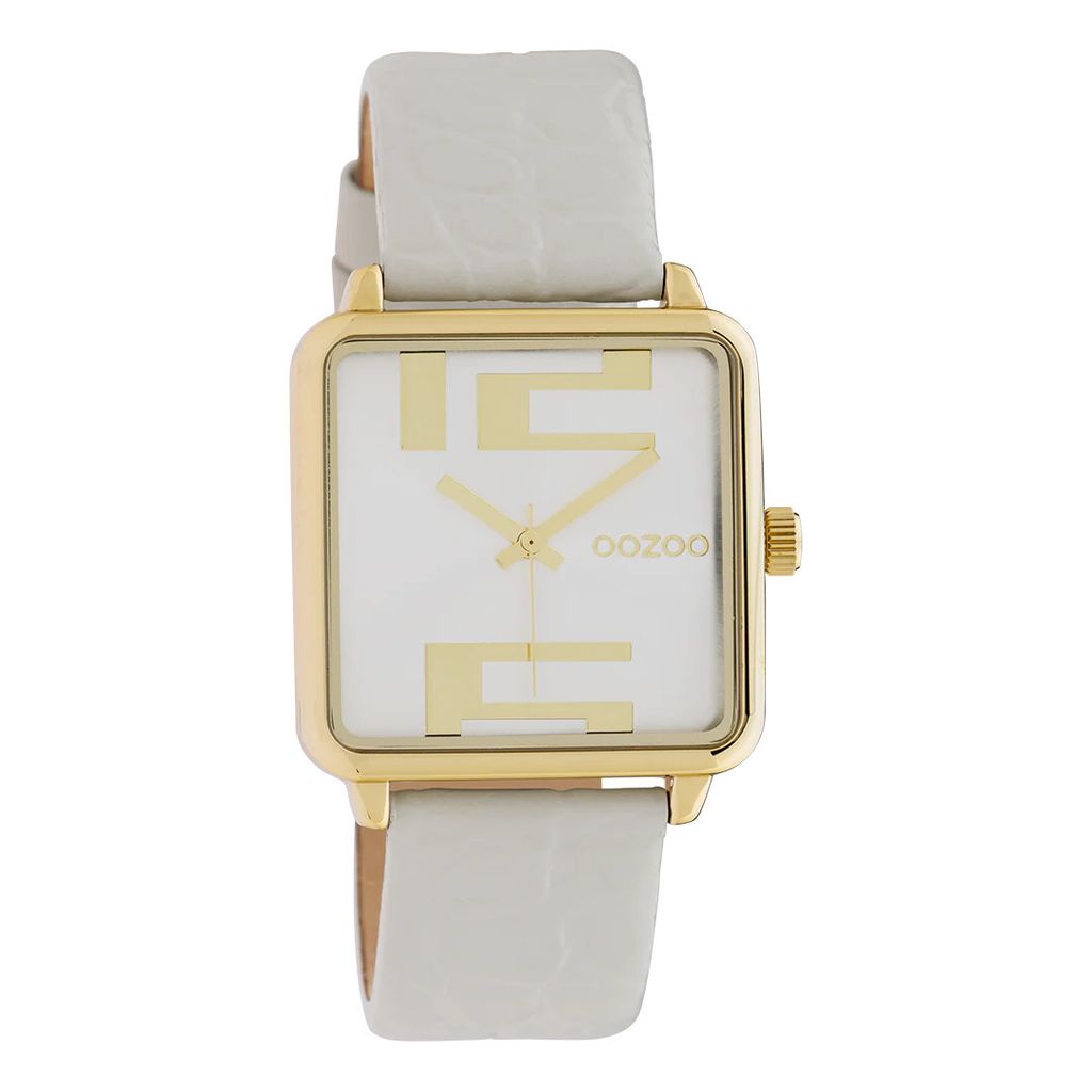 Oozoo Armbanduhr hellgrau Leder Timepieces Damen Analog-Quarzuhr UOC10365