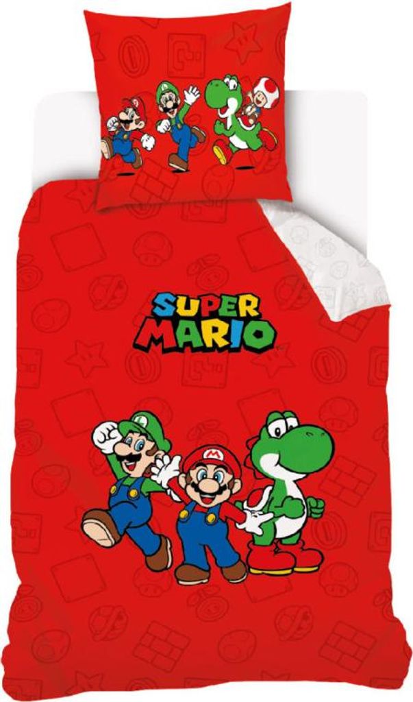 Beddengoed voor kinderen met Super Mario, Luigi en Yoshi Productafbeelding 