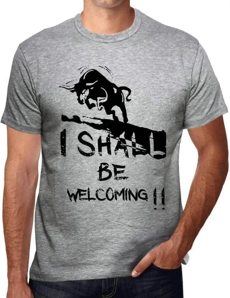 Herren Grafik T-Shirt Ich begrüße – I Shall Be Welcoming – Öko-Verantwortlich Vintage Jahrgang Kurzarm Lustige Druck Geburtstag Geschenk Mann