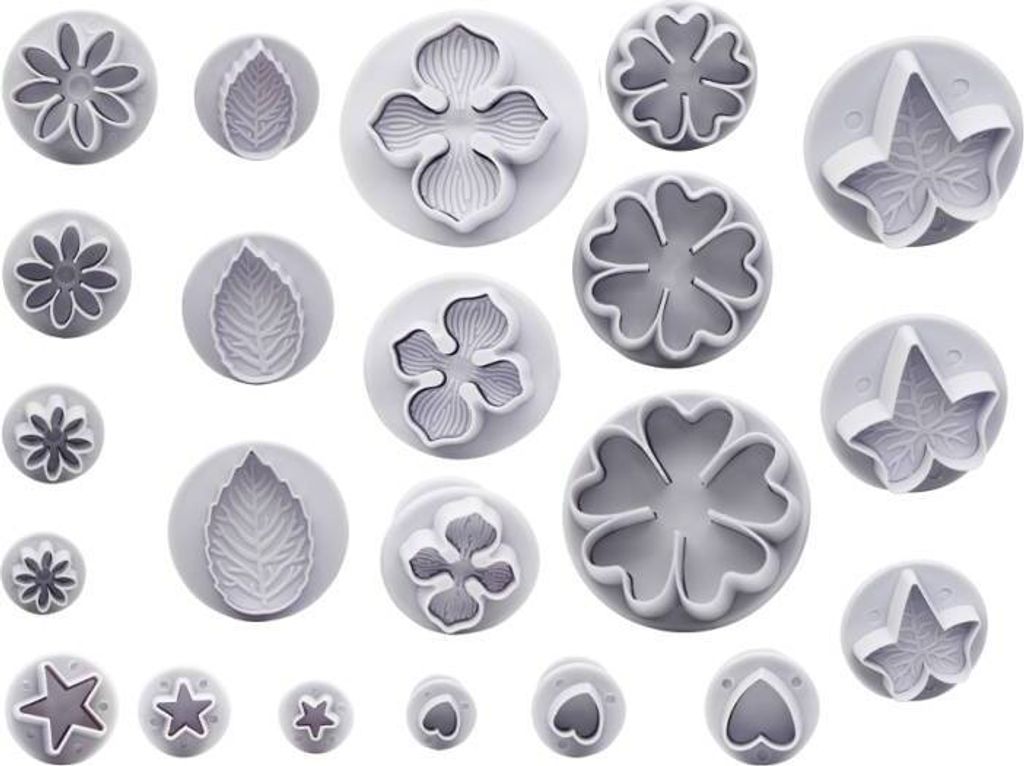 Set von Kolben Ausstechformen Blumen und Blätter 22pcs - Produktbild 