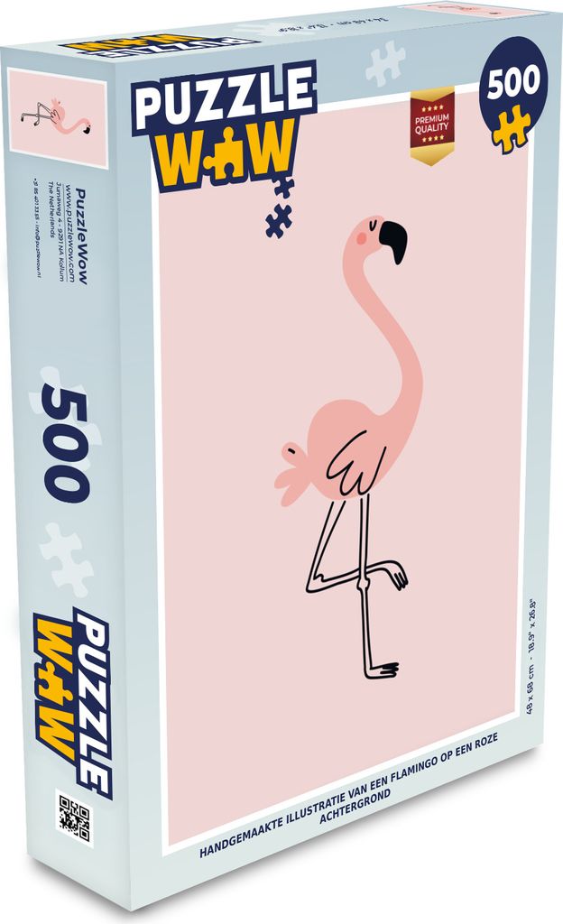MuchoWow Puzzle 500 Teile Flamingo - Rosa - Illustration - Handarbeit - Kinder - Mädchen - Denken - Spiel - Toy
