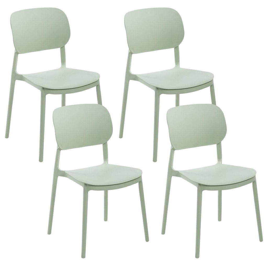 BELIANI Gartenstuhl 4er Set Hellgrün Kunststoff Stapelbar mit Lehne ohne Armlehnen Modern Outdoor Balkon Terrasse Garten Kunststoffstuhl Plastikstuhl