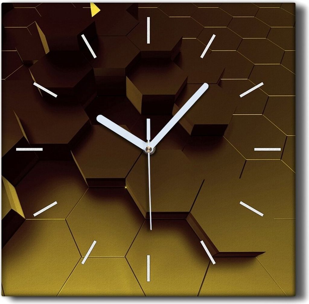 Coloray Hodiny Unikátní 30x30 cm Tiché hodiny Pro obývací pokoj a kuchyň Nástěnné hodiny Plátno Černé ručičky hodin - Hexagone