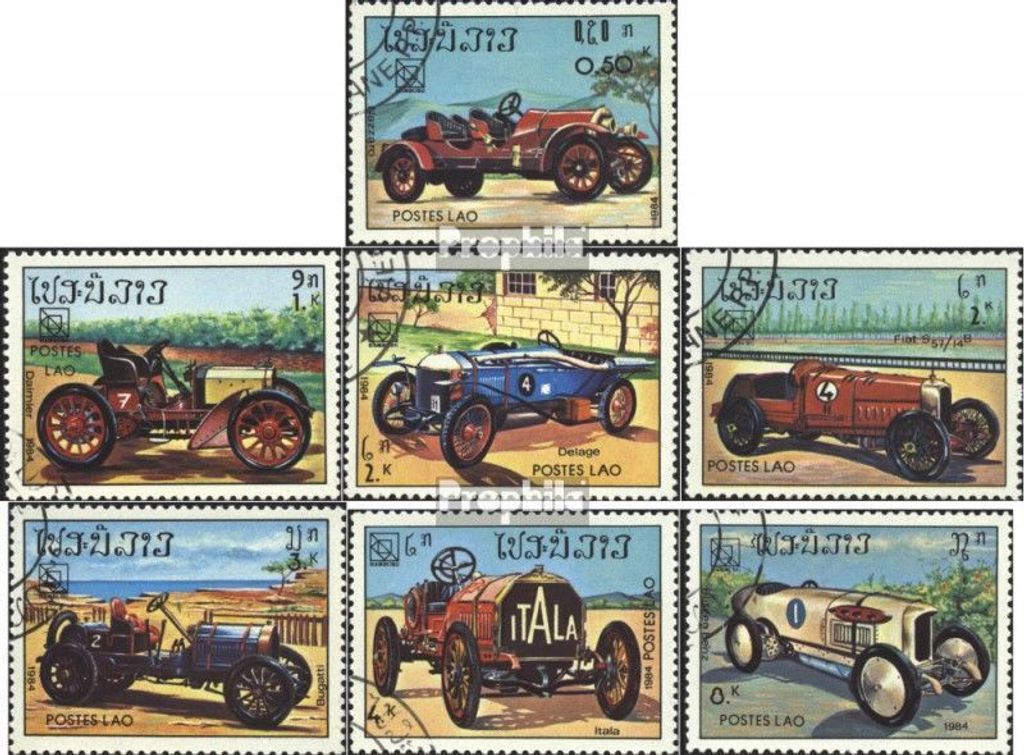 Briefmarken Laos 1984 Mi 750-756 (kompl.Ausgabe) gestempelt Alte Rennwagen
