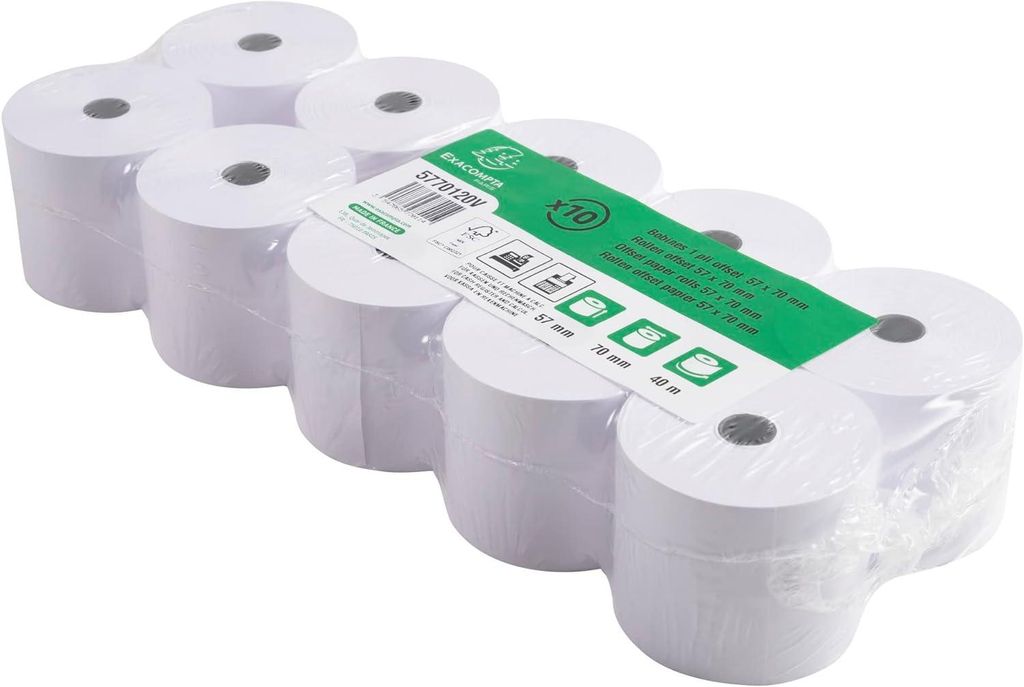 Exacompta 5770120V 10er Pack Kassenrollen, 1-lagig Produktbild 