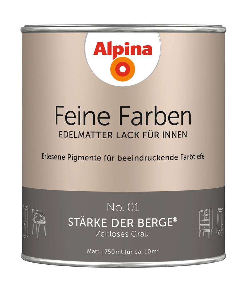 Alpina Feine Farben Lack No. 01 Stärke der Berge - grau 750 Produktbild 