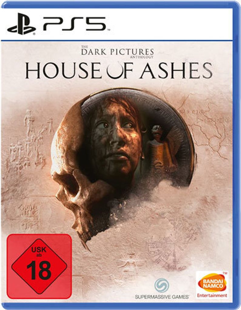 The image is a product shot of the video game 'The Dark Pictures Anthology: House of Ashes' for PlayStation 5.