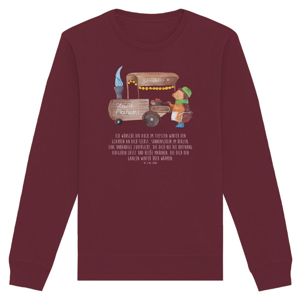Mr. & Mrs. Panda Baumwoll Pullover Igel Maronen Größe S - Burgundy - Geschenk, Organic Sweatshirt, Duft, Weihnachten, Pulli, Kastanien, Weihnacht...