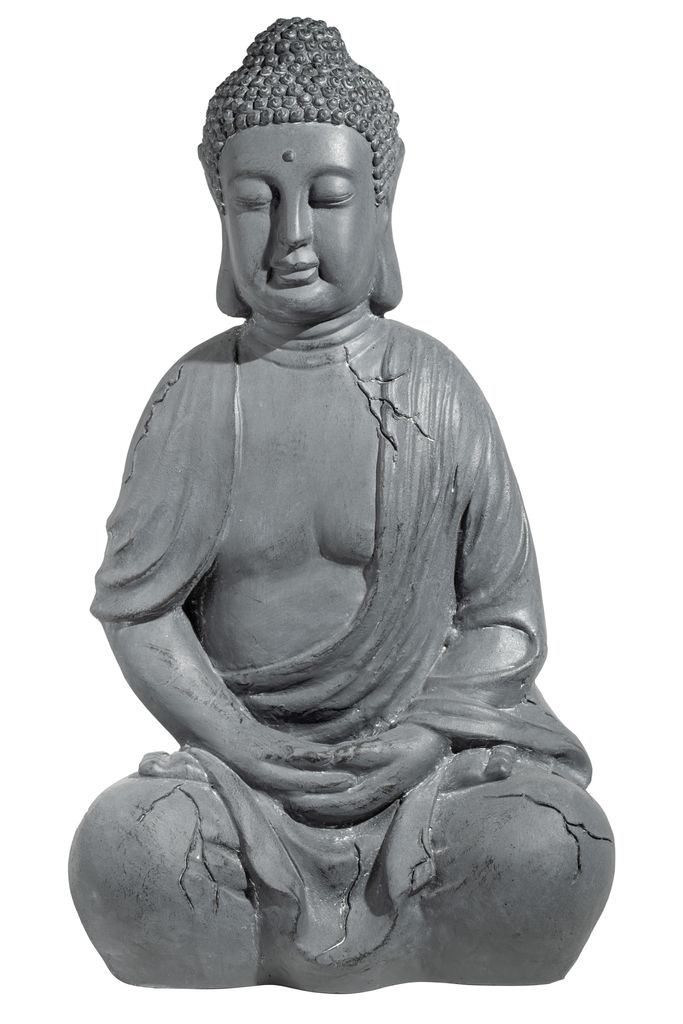XXXL Großer Buddha 50 cm dunkelgrau Steinoptik Garten Deko Produktbild 