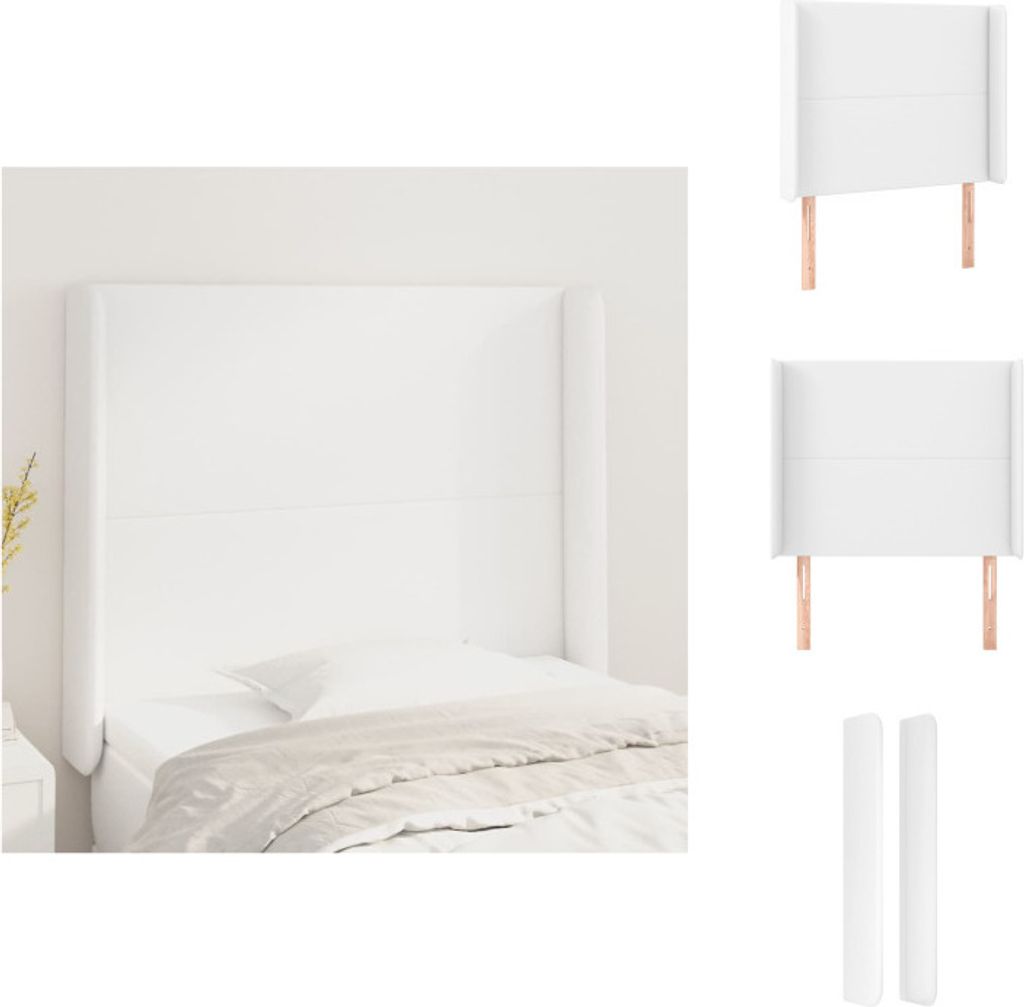 vidaXL Kopfteil mit Ohren Weiß 93x16x118/128 cm Kunstleder - Kopf- & Fußenden