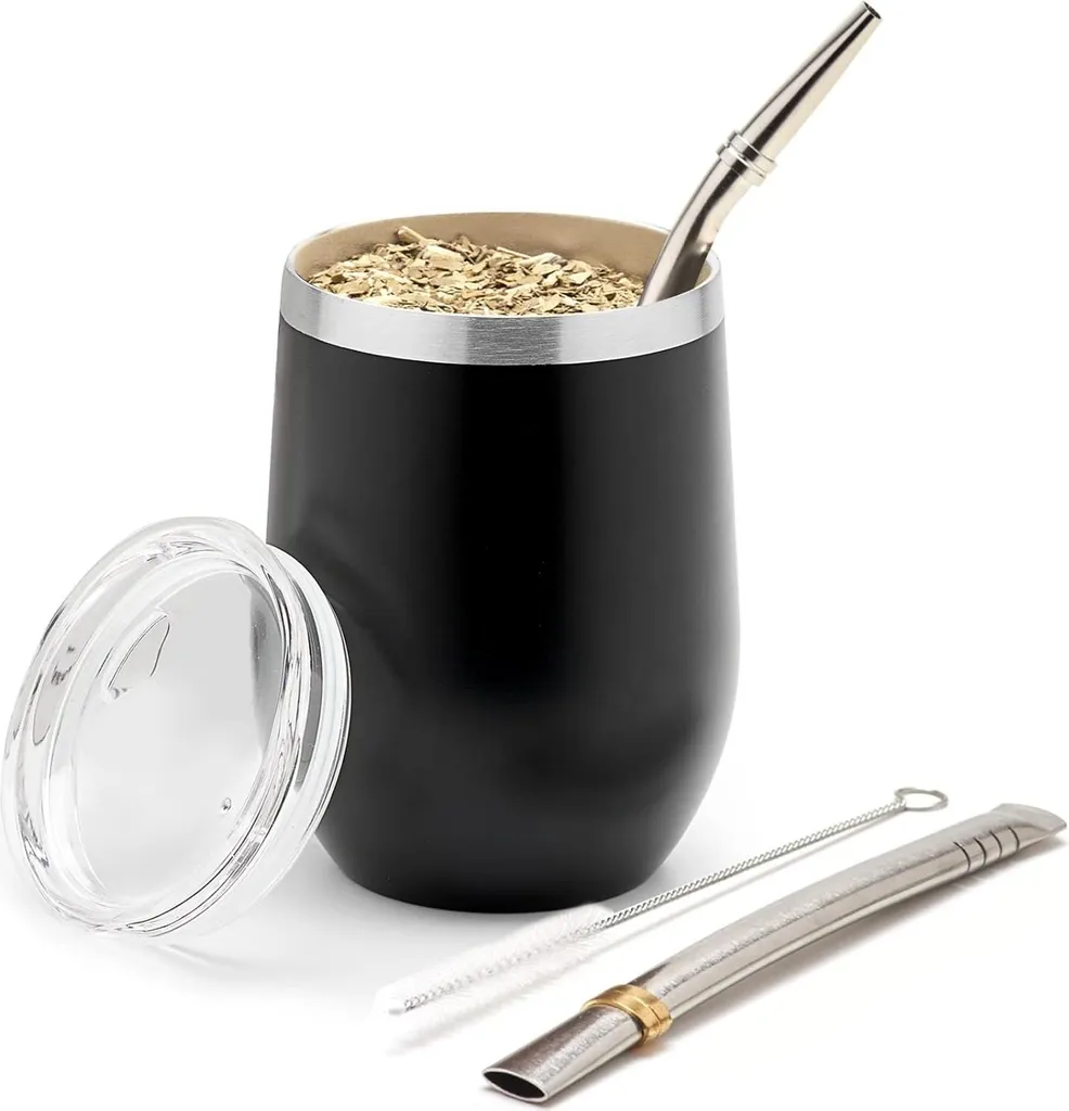 Set Yerba Mate Balibetov 350 ml : Calebasse Moderne à Double Paroi Inox