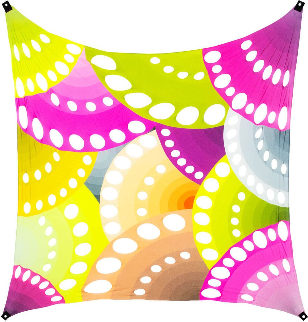 PSYWORK Schwarzlicht Segel Elasthan Goa "Rainbow Pattern", 3x3m