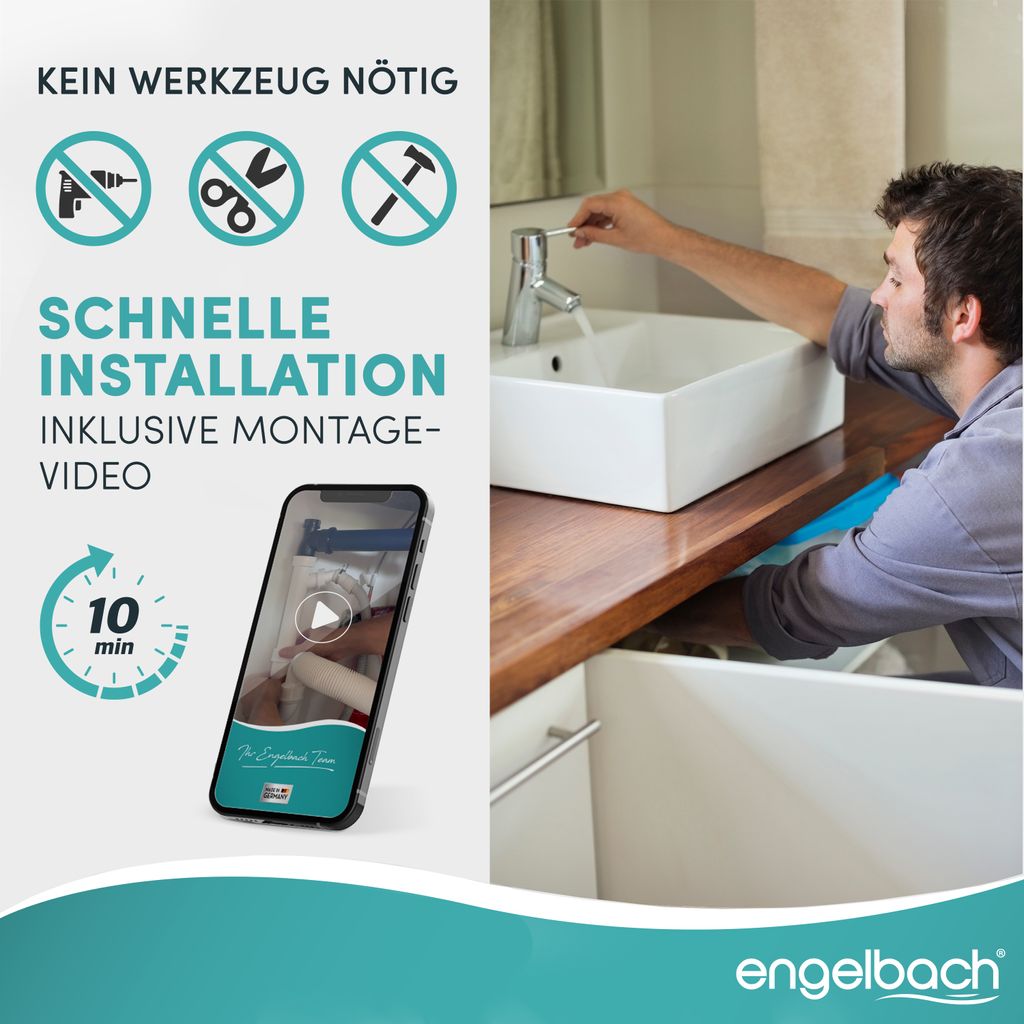 Engelbach Siphon für Küchenspüle mit Flexiblem Produktbild 3