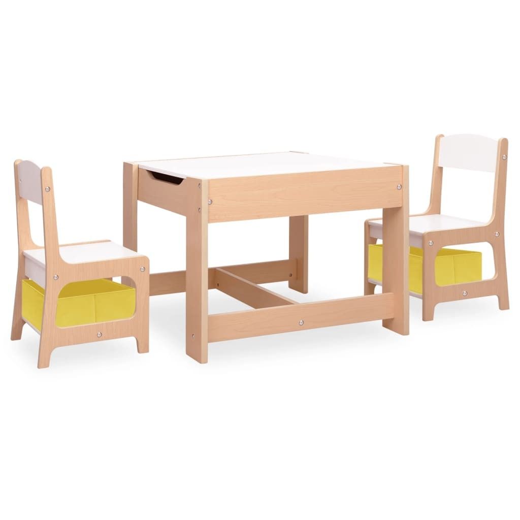 Kindermöbel-Set aus MDF, 2-Sitzer, Tisch mit Whiteboard/Kreidetafel, Spielbereich, Aufbewahrung, 62x62x48 cm