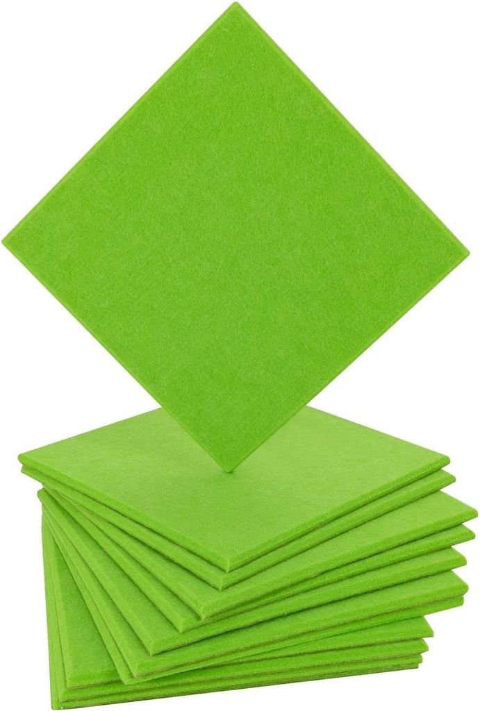 Schallabsorbierende Akustikpaneele - Polyester Wandpaneele - Set mit 12 Stück - Format 30×30 cm - Stärke 9 mm - Abdeckung ca. 1,08 m² - Grün