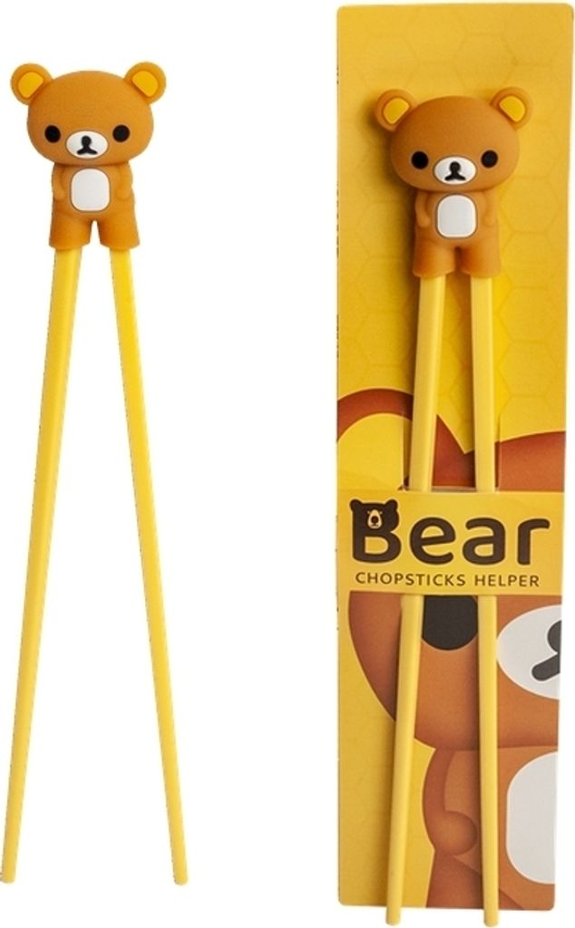 ESS-Stäbchen für Kinder, weiß, 22 cm, mit süßem Bär, Katze, Produktbild 