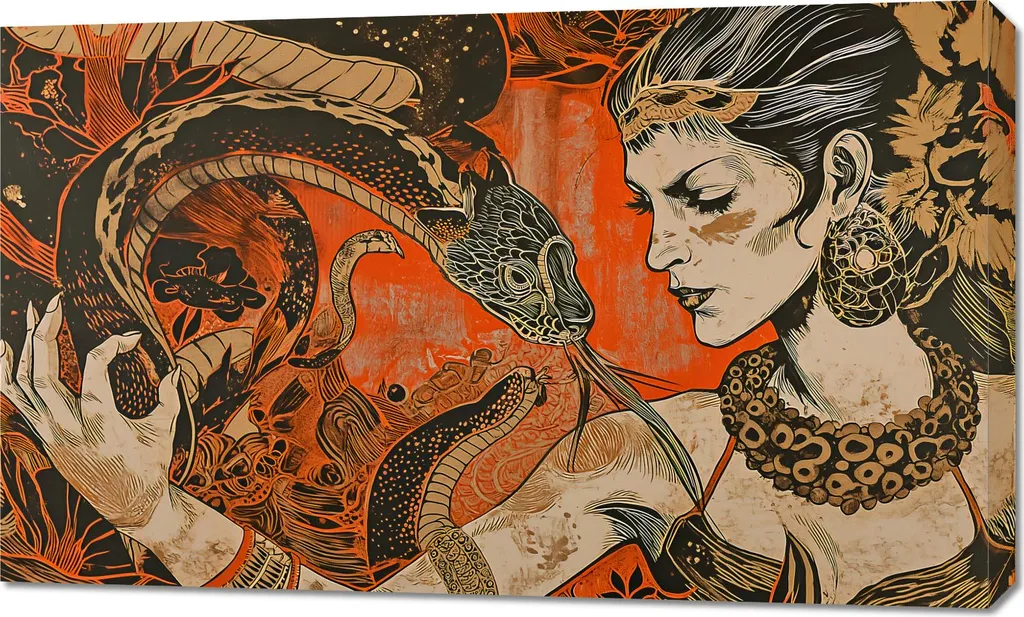 Tableau Design 100x60 cm Conversation avec le serpent - Qualité Premium Art