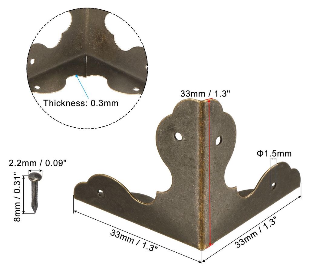 12 Stš¹ck Metallbox Eckenschutz Kantenschutz 33x33x33mm Eisen Bronzeton