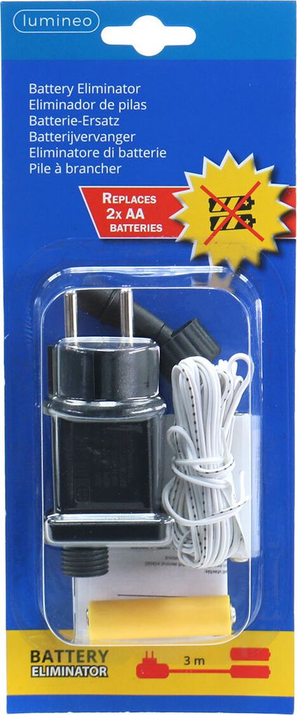 Adaptateur Secteur Pour Guirlande De Noël - 6V, Câble 3m, Remplace Piles AA - Pour Décorations Lumineuses LUMINEO Kaemingk