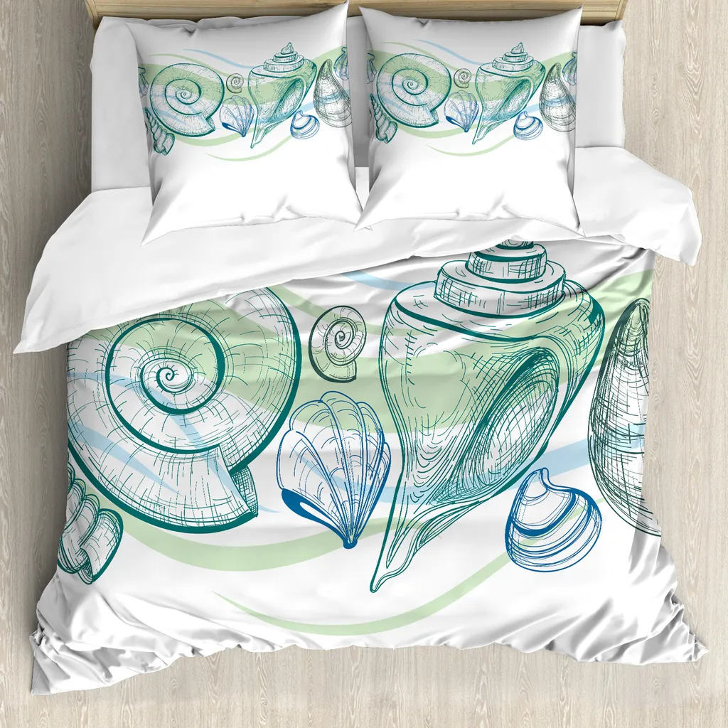 Copripiumino Conchiglie ABAKUHAUS 200x200 - Set Sealife Anallergico