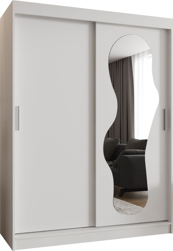 MEBLE KRYSPOL ULTRA 150 Kleiderschrank mit zwei Schiebetüren für Schlafzimmer – moderner Aufbewahrungsschrank mit Kleiderstange und Regalen –...