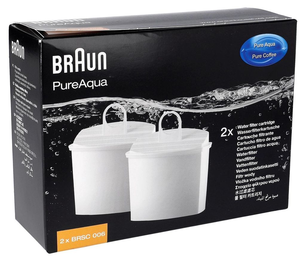 The image shows the packaging of Braun water filter cartridges.