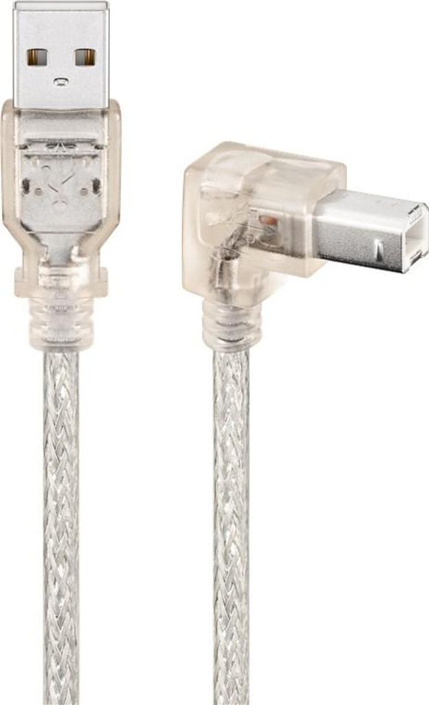 Goobay 93575 Cavo USB 2.0 Hi-Speed 90°, trasparente, 0,5 m Immagine del prodotto 
