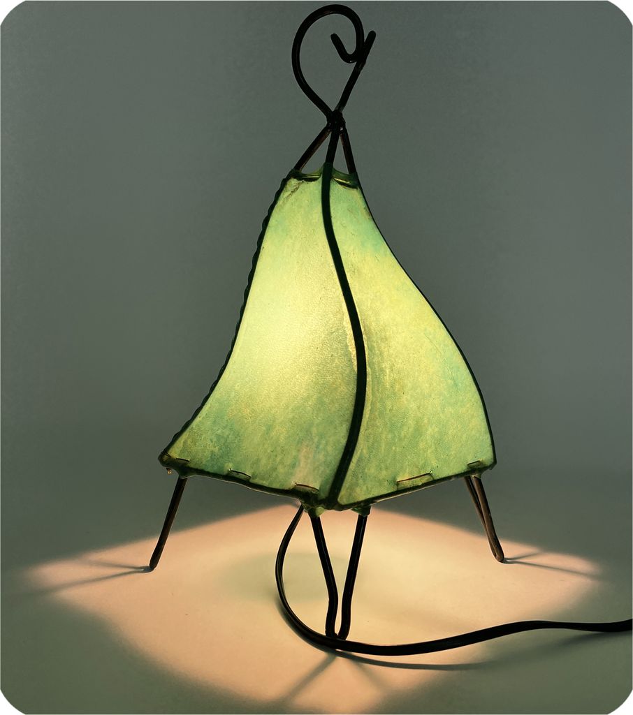 Orientalische Lampe Hennalampe marokkanische Lederlampe Tischleuchte Stehleuchte Mellah einfarbig 35-38 cm, grün