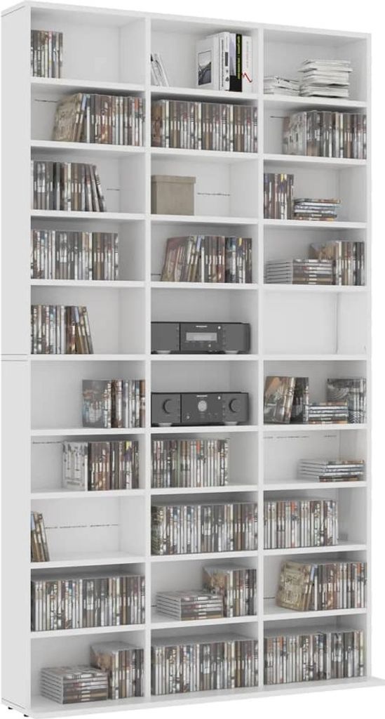 vidaXL Skriňa na CD biela 102x16x177,5 cm Materiál drevo Obrázok produktu 2