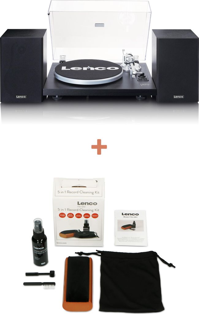 Lenco LS-500BK - Bluetooth Plattenspieler mit zwei externen Lautsprechern und 2 x 30 Watt RMS - Schwarz