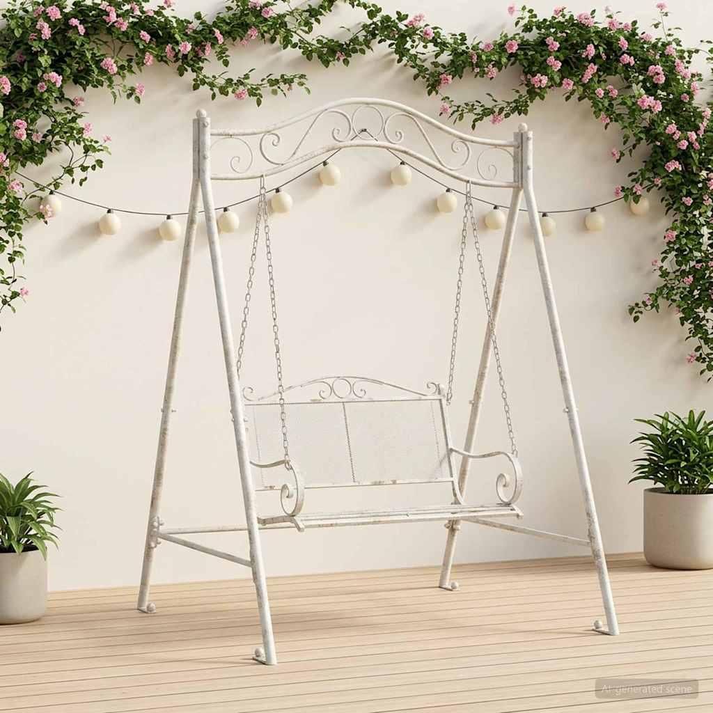 Möbel Schaukelrahmen Antik Weiß 113 x 121,5 x 168 cm Stahl - Schaukeln CC2523