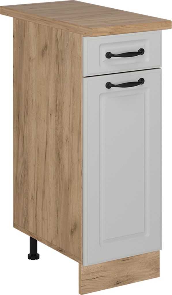 Küchenunterschrank Vicco R-Line Weiß Landhaus 30 cm , AP Eiche, Model 54152