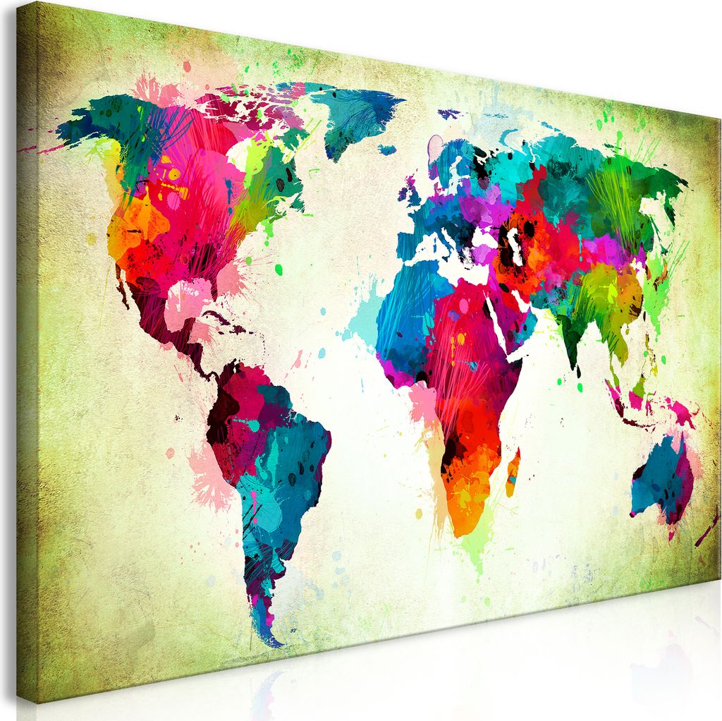 Wandbild Mega XXXL Weltkarte 250x125 cm Einteiliger XXL-Format Kunstdruck zur Selbstmontage Leinwandbilder moderne Bilder DIY Wanddekoration Wohnun...