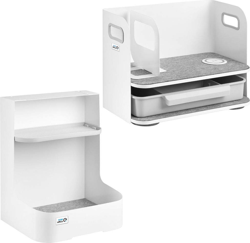 Schreibtisch-Organizer mit Schublade und kabellosem Ladegerät Ergo Office, weiß, max. 10kg, ER-441 + Schreibtisch-Organizer